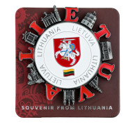 Lietuvos simbolių šaldytuvo magnetas su besisukančia detale Lietuvos simbolių šaldytuvo magnetas su besisukančia detale